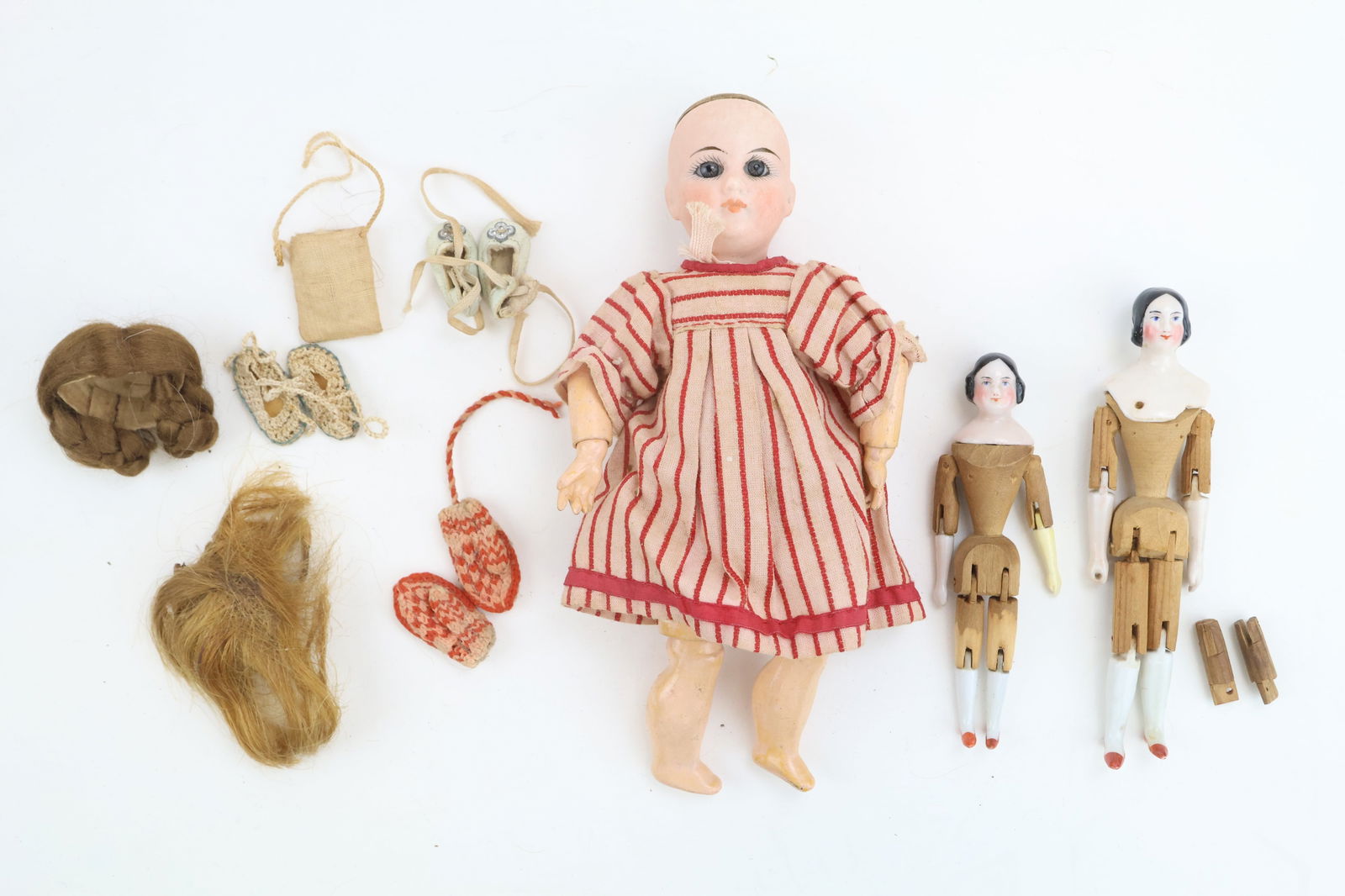 German Bisque Doll & Peg Body China Dolls (1 of 6)