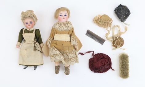 German Bisque Dolls with Glass Eyes
