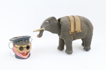 Papier Mache Nodding Elephant and Lantern