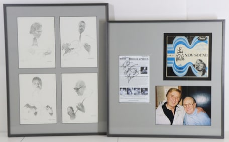 Les Paul Signed note and memorbilia