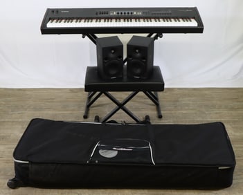 Yamaha S80 88-Key Syntheszer, Yamaha MSP5 Monitor Speakers (Pair), On-Stage Stands Fold-up Bench &
