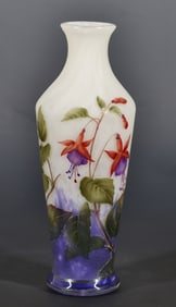 Daum Enameled Cameo Glass "Fuchsia" Vase