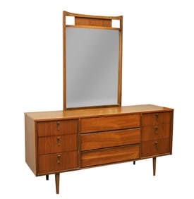Walnut Dresser and Mirror