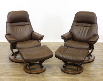 Ekornes "Stressless" Reclining Chairs and Ottomans