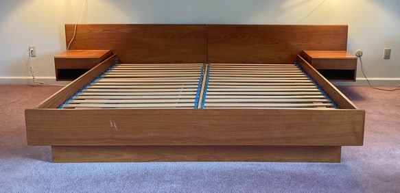 Danish Teak Platform Bed and Nightstands