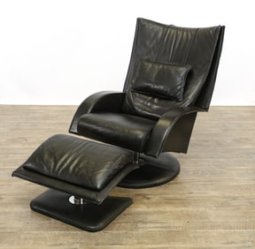 Vatne Mobler Leather Lounge Chair and Ottoman