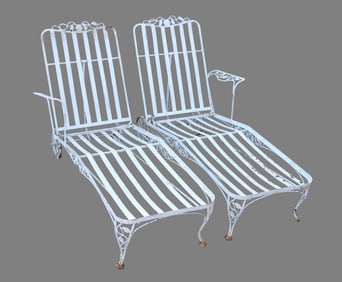 Woodard "Chantilly Rose" Wrought Iron Chaise Lounge Chairs