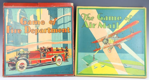 Milton Bradley Co. Game of Fire Department & Game of Air Mail