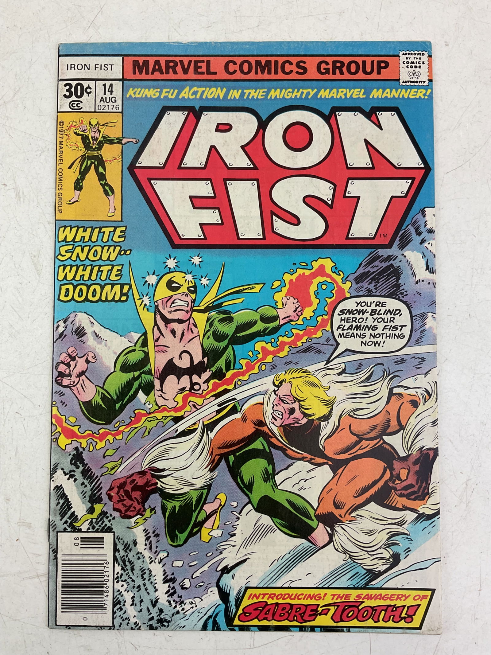Iron Fist #14, 1st App. Sabretooth: Marvel Comics Iron Fist #14. First appearance of Sabretooth.