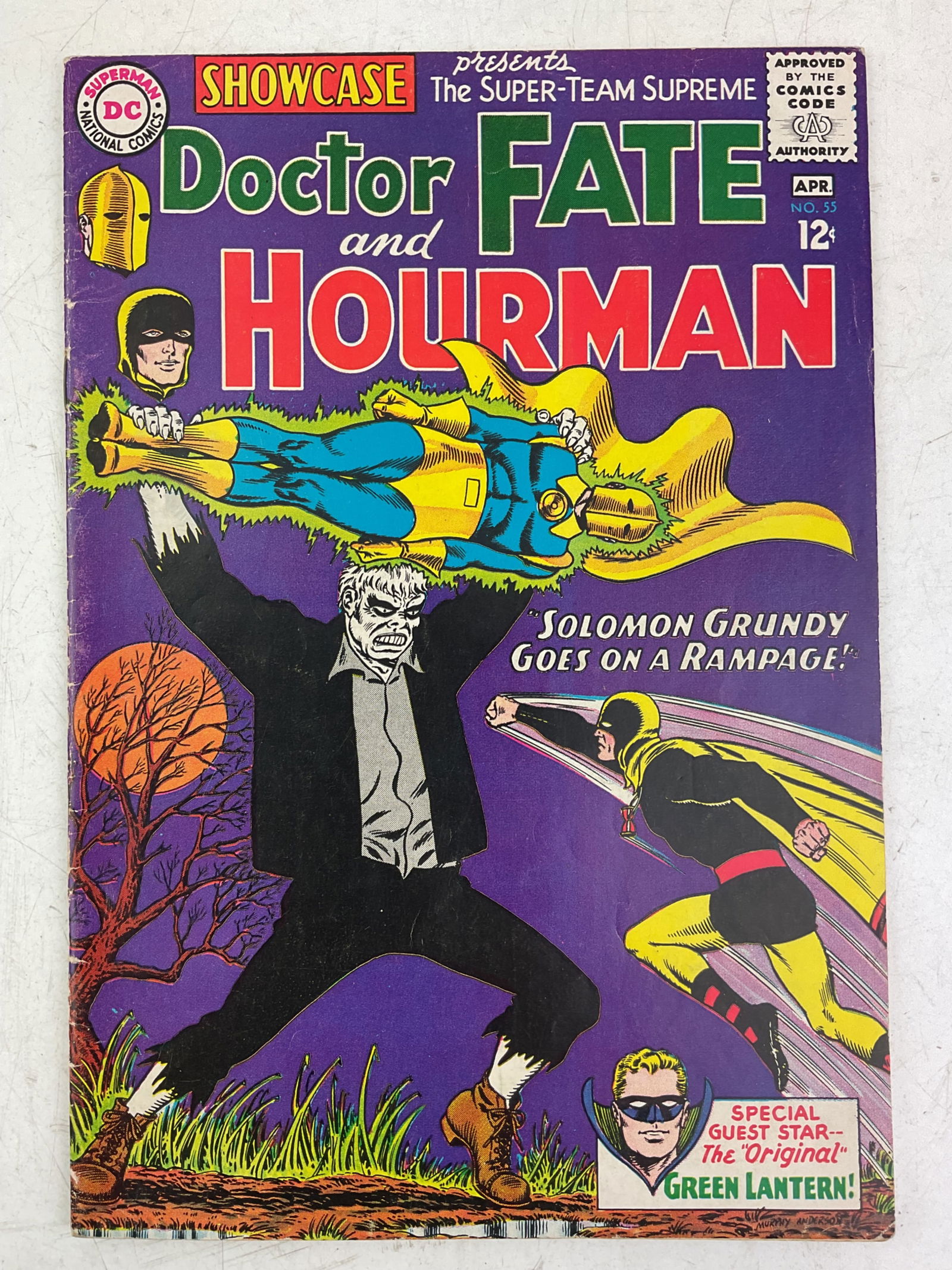Showcase #55: DC Comics Showcase Doctor Fate and Hourman #55, April 1965. 1st appearance of Golden Age Green Lantern in Silver Age and 1st Silver Age appearance of Solomon Grundy