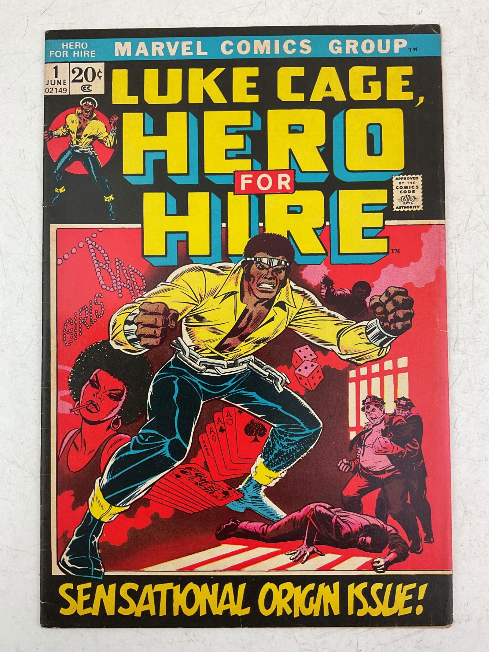 Luke Cage #1, Origin and 1st App. of Luke Cage: Marvel Comics Luke Cage, Hero for Hire #1, June 1972. Origin of Luke Cage, first appearance of Dr. Noah Burnstein and first appearance of Diamondback and Billy Bob Rackham.