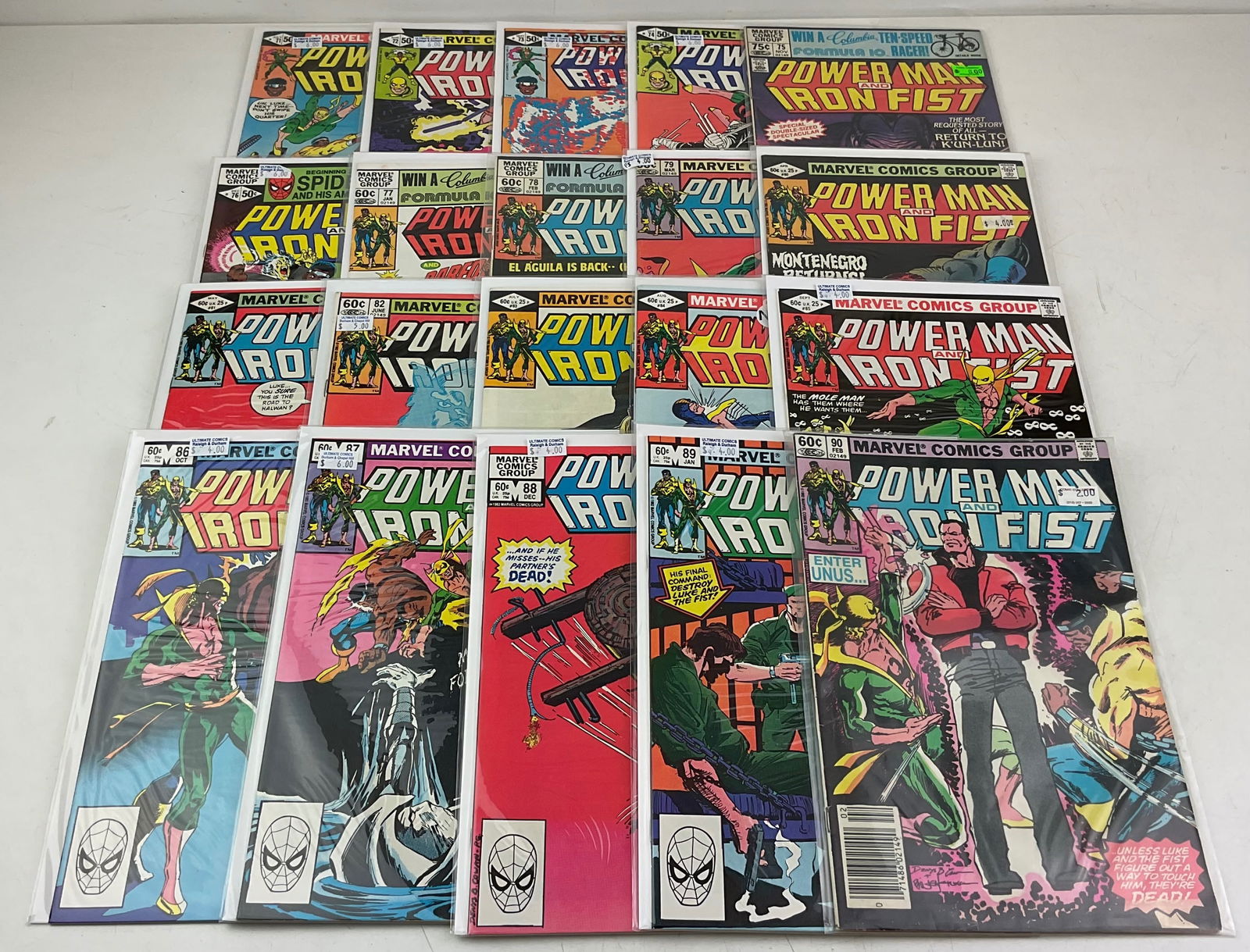 Powerman and Iron Fist Comics: (20) Assorted Powerman and Iron Fist Comics. Including #71-#90. Condition varies.