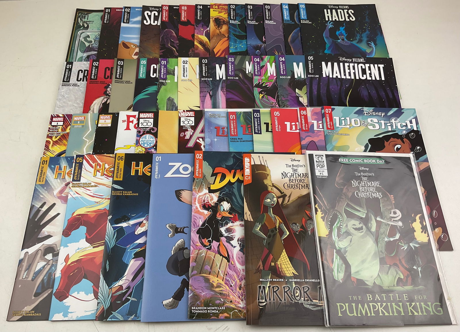 Walt Disney Assorted Comics: (44) Assorted Disney Comics including, Maleficent, Scar, Hades, Cruella De Vill, Lilo & Stitch, The Nightmare Before Christmas and more. Condition varies.