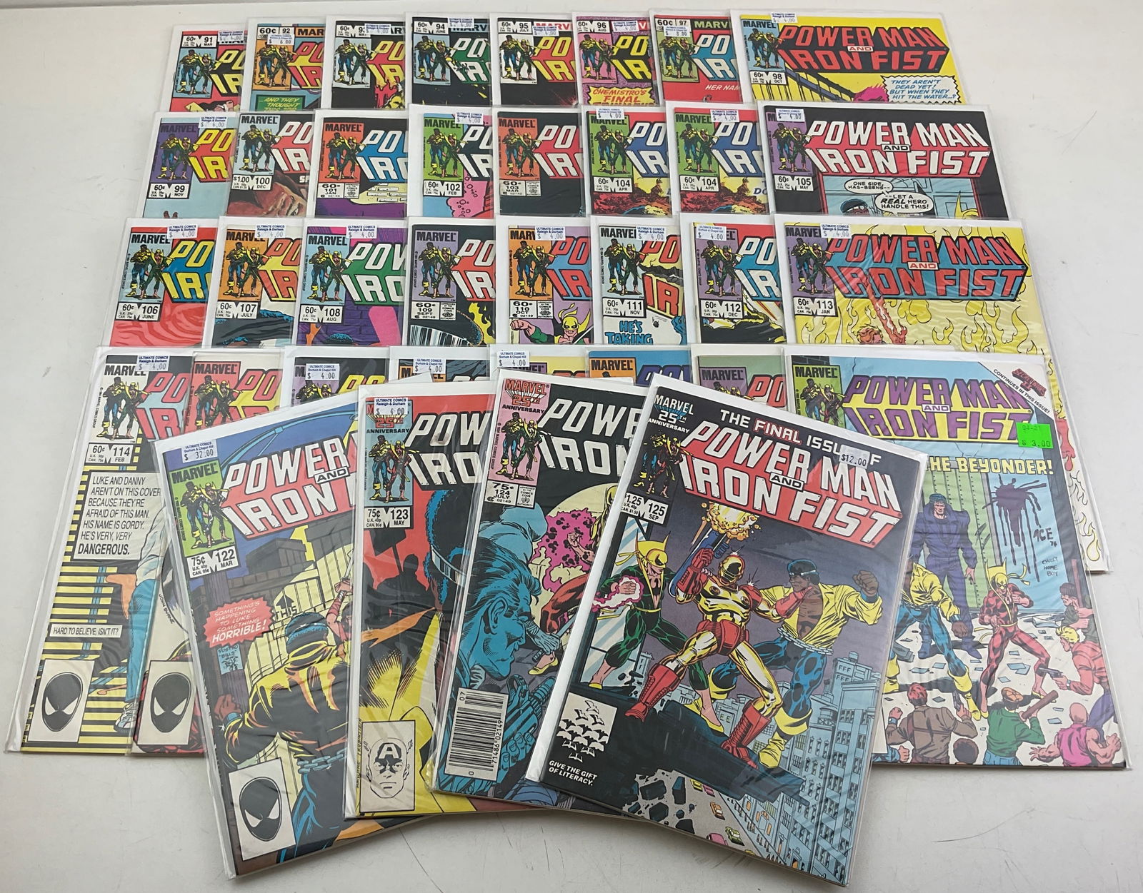 Powerman and Iron Fist Comics: (36) Powerman and Iron Fist Comics including #91-#125, (2) #104. Condition varies.