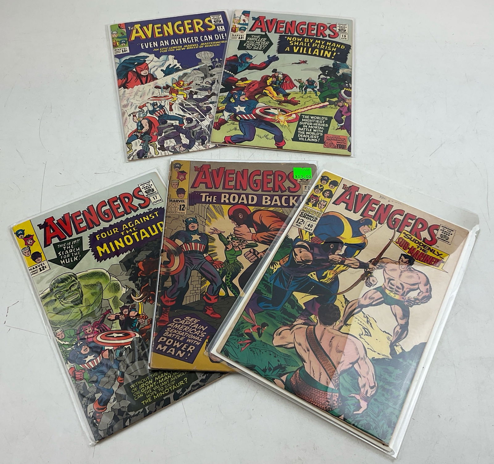 The Avengers Comics: (5) The Avengers Comics including #14, #15, #17, #22, #40. Condition varies.