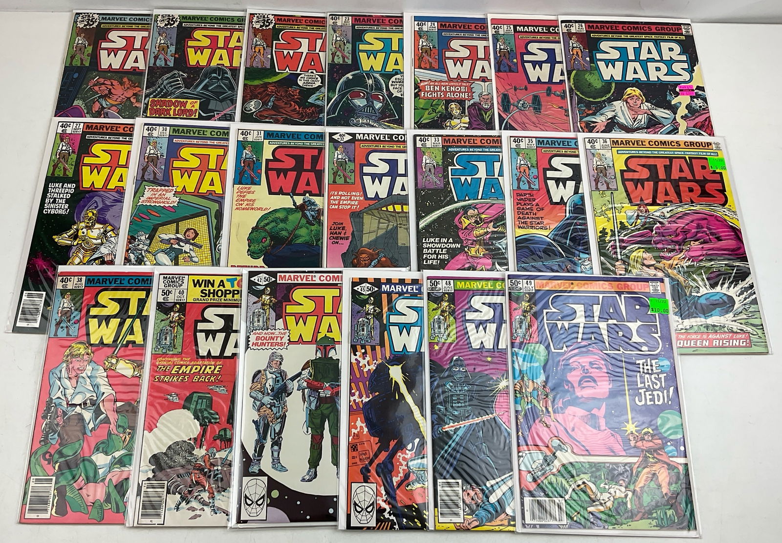 Star Wars Comics: (20) Mavel Star Wars Comics including #20-49. Condition varies.