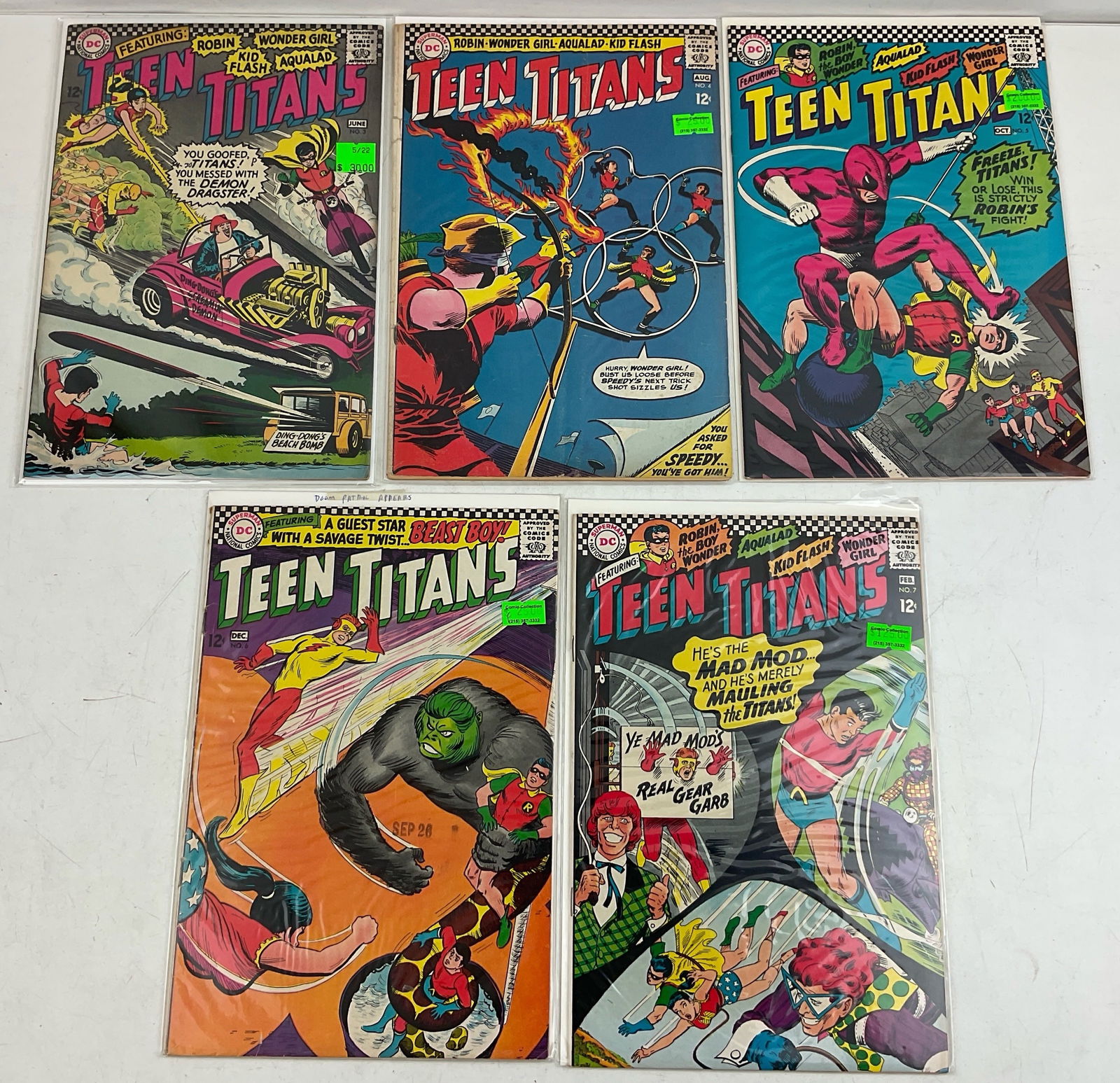 Teen Titans Comics: (5) Teen Titans Comics including #3-#7. Condition varies.