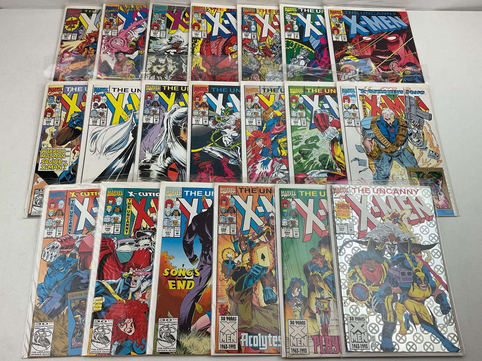 X-Men Comics: (20) Marvel X-Men Comics including #281-#300. Condition varies.