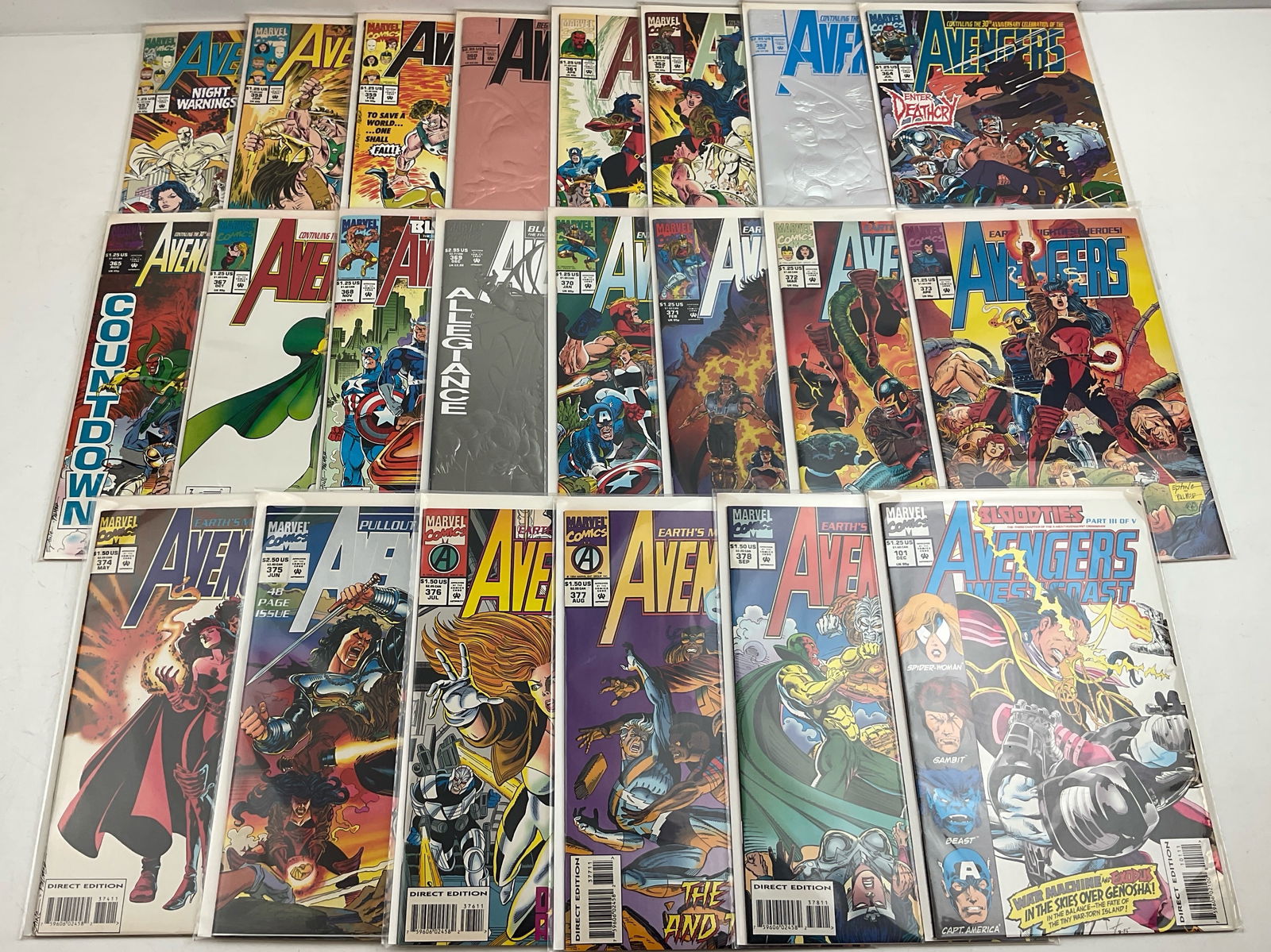 Avengers Comics: (22) assorted Marvel Avengers Comics. Condition varies.