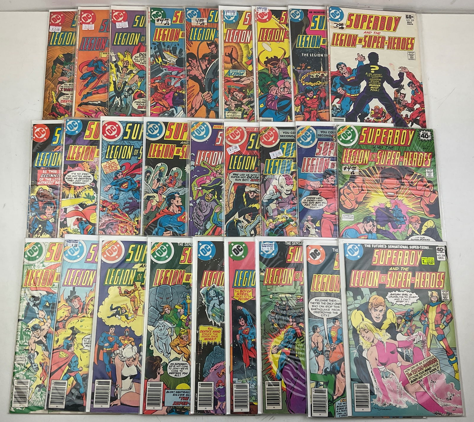 DC Superboy Comics: (27) assorted DC Superboy, and Legion of the Superheroes Comics including #230-#232, #234-#239, and #241-#258. Condition varies.