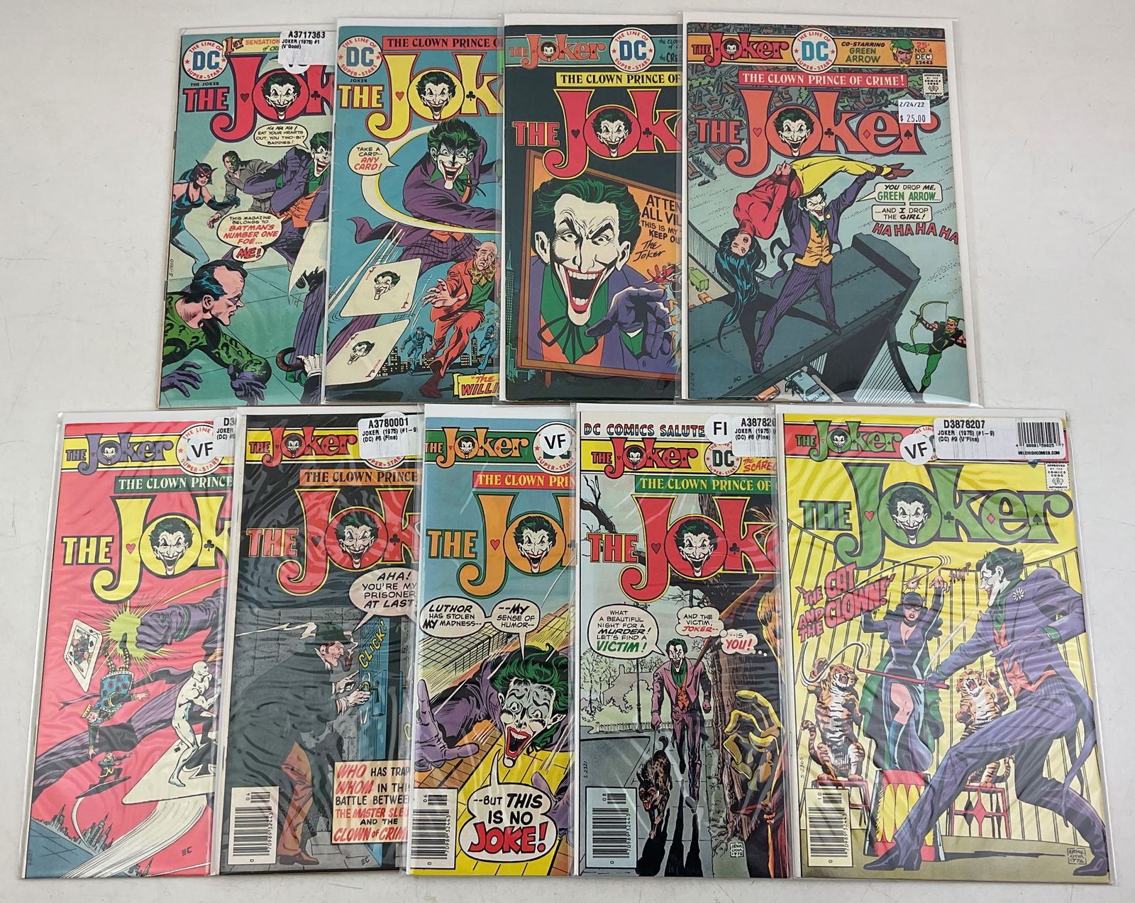 The Joker Comics: DC, The Joker Comics #1-#9. Condition varies.