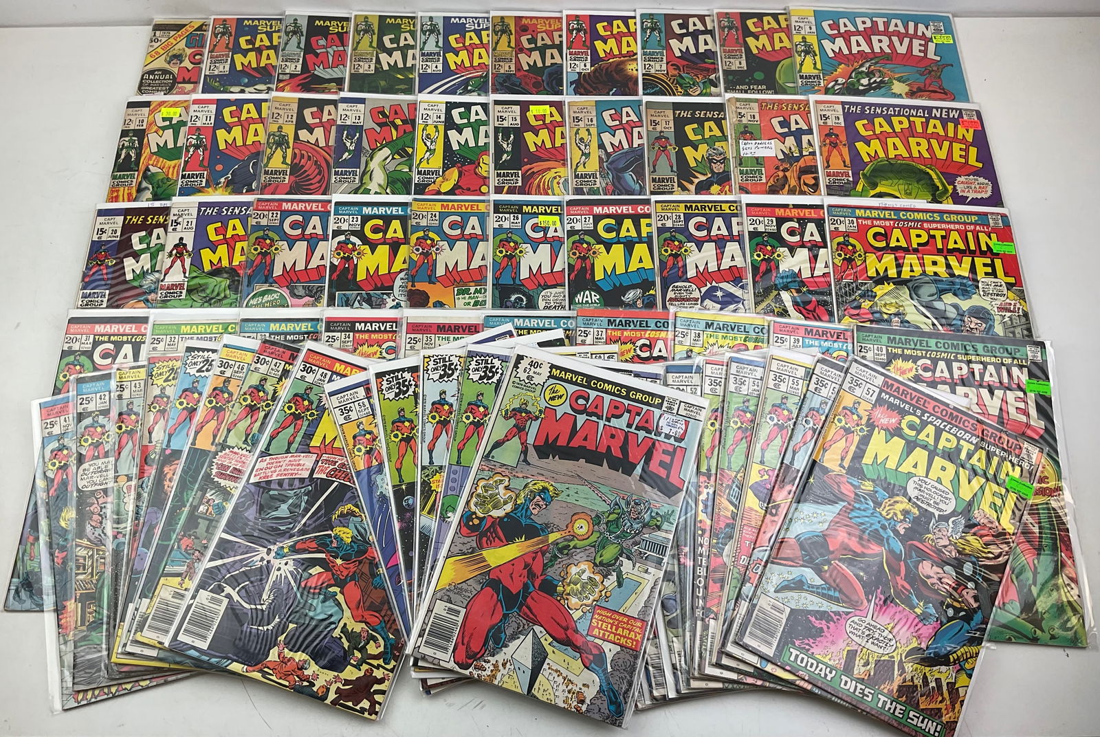 Captain Marvel Comics: Captain Marvel Comics #1-#24, and #26-#62. Giant-Size Captain Marvel #1. Condition varies.