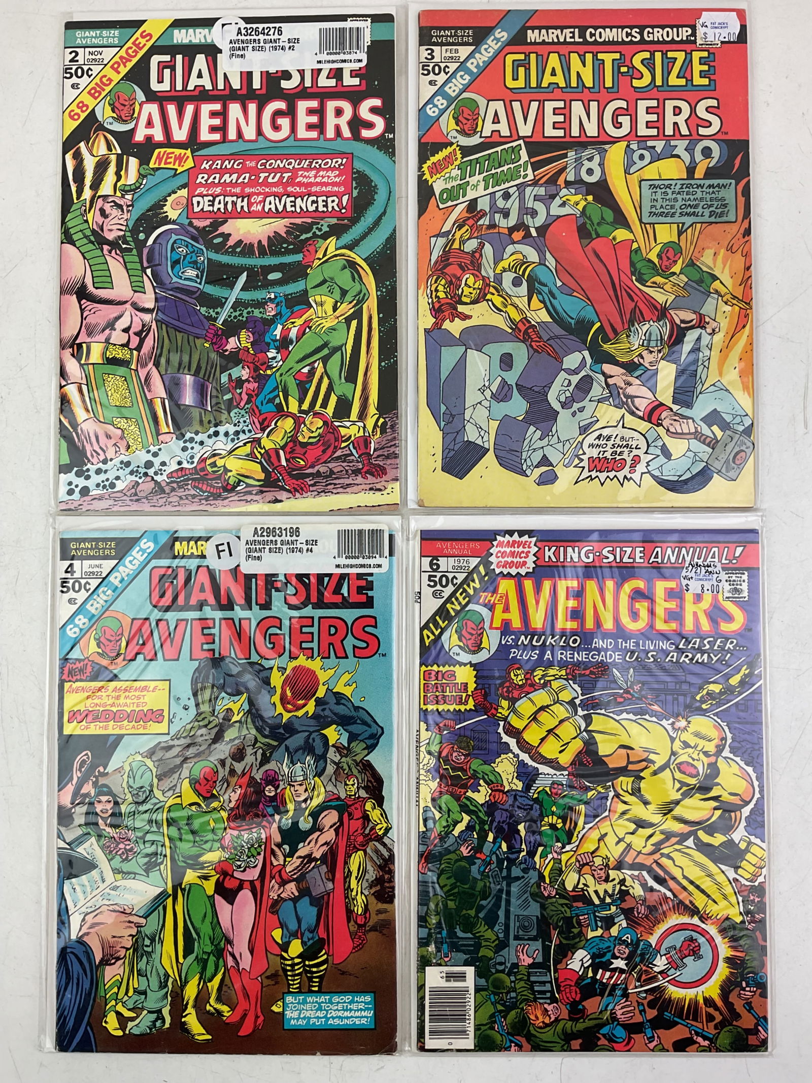 Avengers Comics: Marvel Comics Giant-Size Avengers #2-#4, and #6. Condition varies.