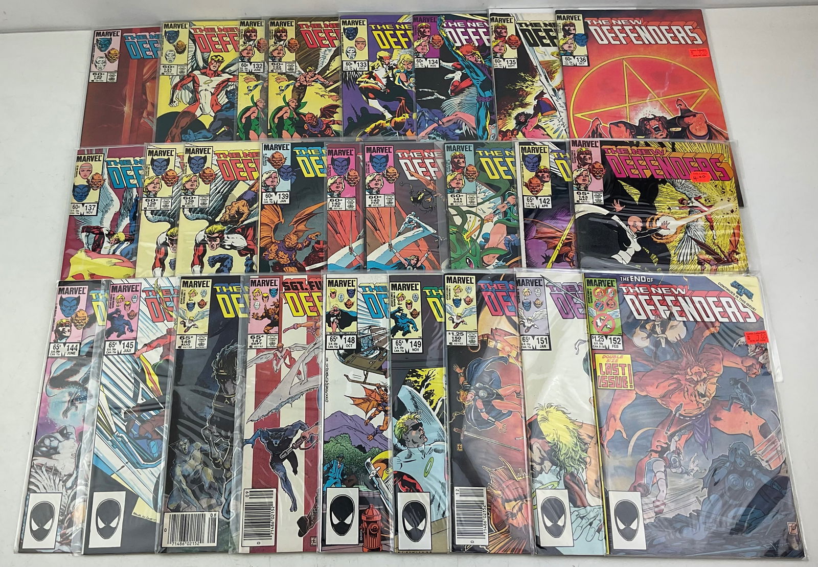 The New Defenders Comics: Marvel Comics, The New Defenders #130-#152. (2) copies of #132, #138, and #140. Condition varies.
