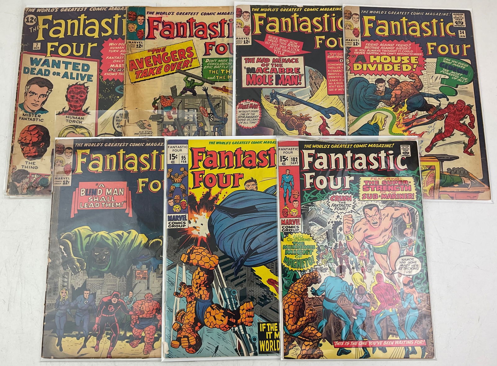 Fantastic Four Comics: (7) assorted Marvel Fantastic Four Comics. Issue #s range from #7-#102. Condition varies.