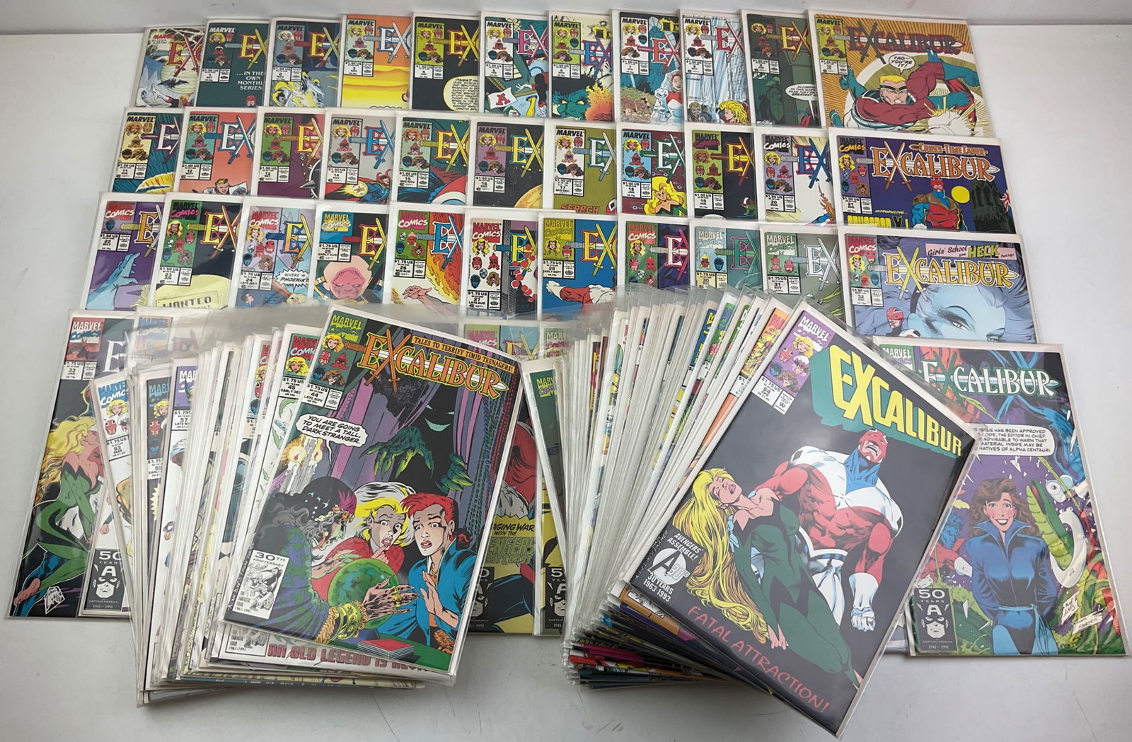 Excalibur Comics: (100+) assorted Marvel Excalibur Comics. Condition varies.