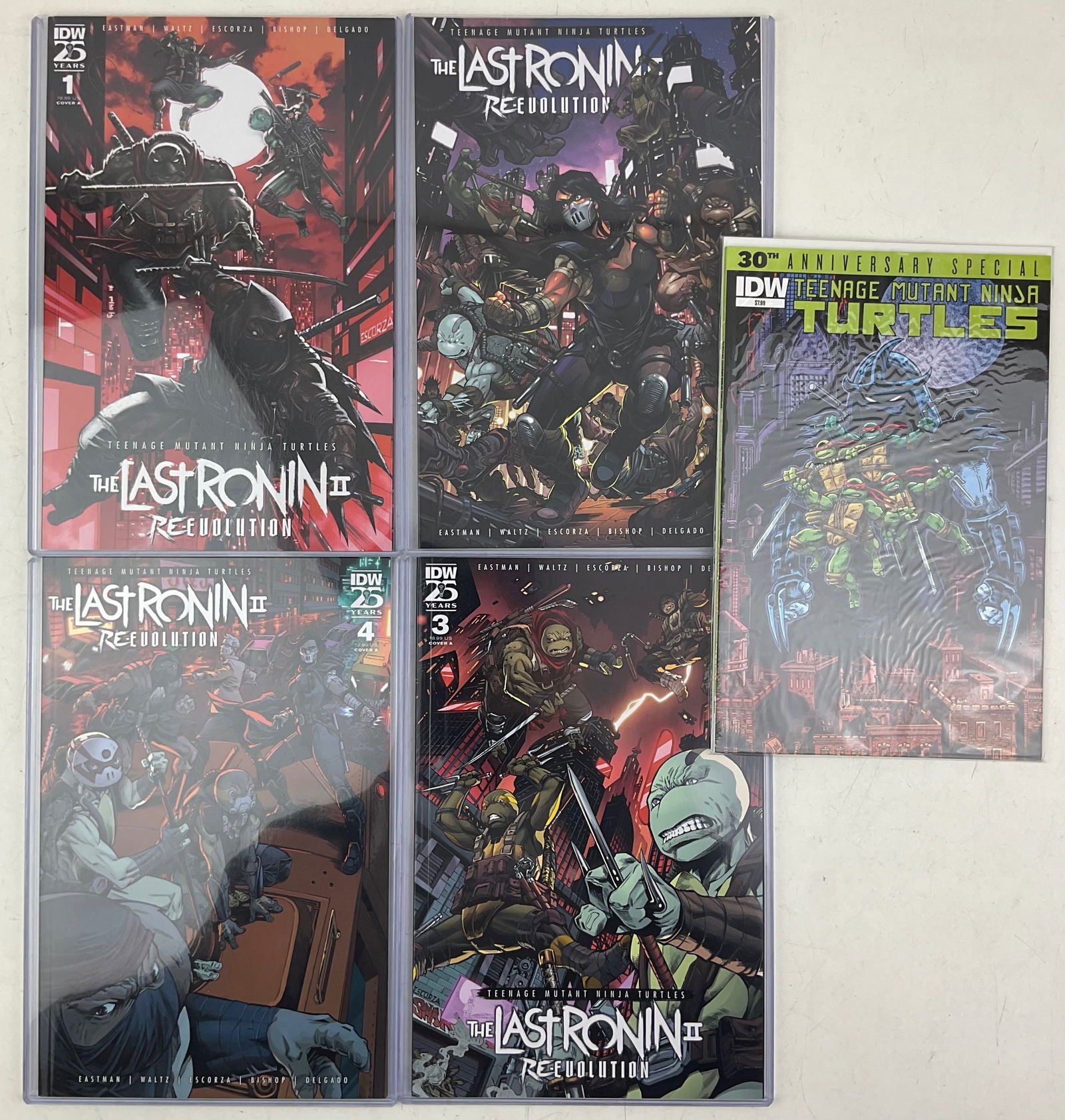 Teenage Mutant Ninja Turtles Comics: Teenage Mutant Ninja Turtles 30th Anniversary Special Comic and TMNT The Last Ronin II Re-Evolution #1-#4. Condition varies.