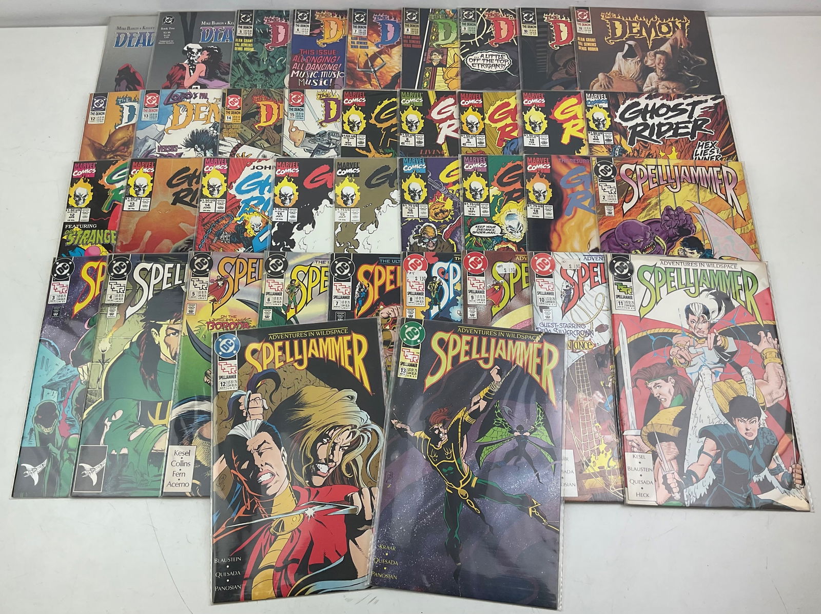 Assorted DC and Marvel Comics: Marvel Ghost Rider #7-18 (variant #15), DC Spelljammer #2-13, The Demon #5-15, Deadman #2-3.