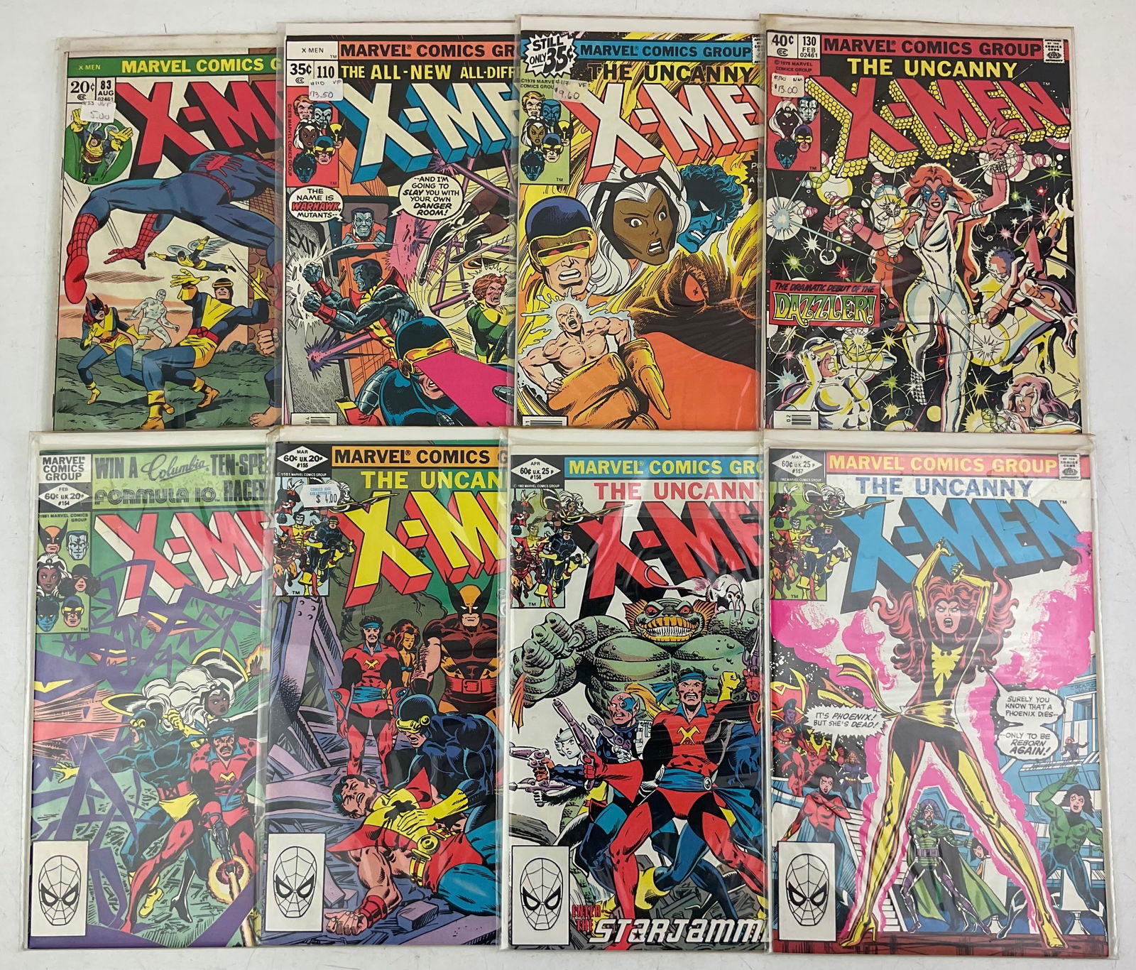 Marvel X-Men Comics: Assorted Marvel X-Men Comics #83, #110, #117, #130, #154-#157. Condition varies.