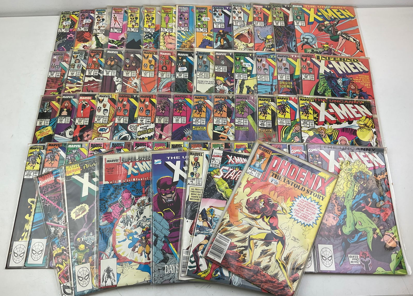 X-Men and Assorted Marvel Comics: Marvel Comics, The Uncanny X-Men #202-203, #206, #208, #210-211, #213-217, #219-220, #224-233, #235-237, #239-269, and assorted Marvel Comics. Condition varies.