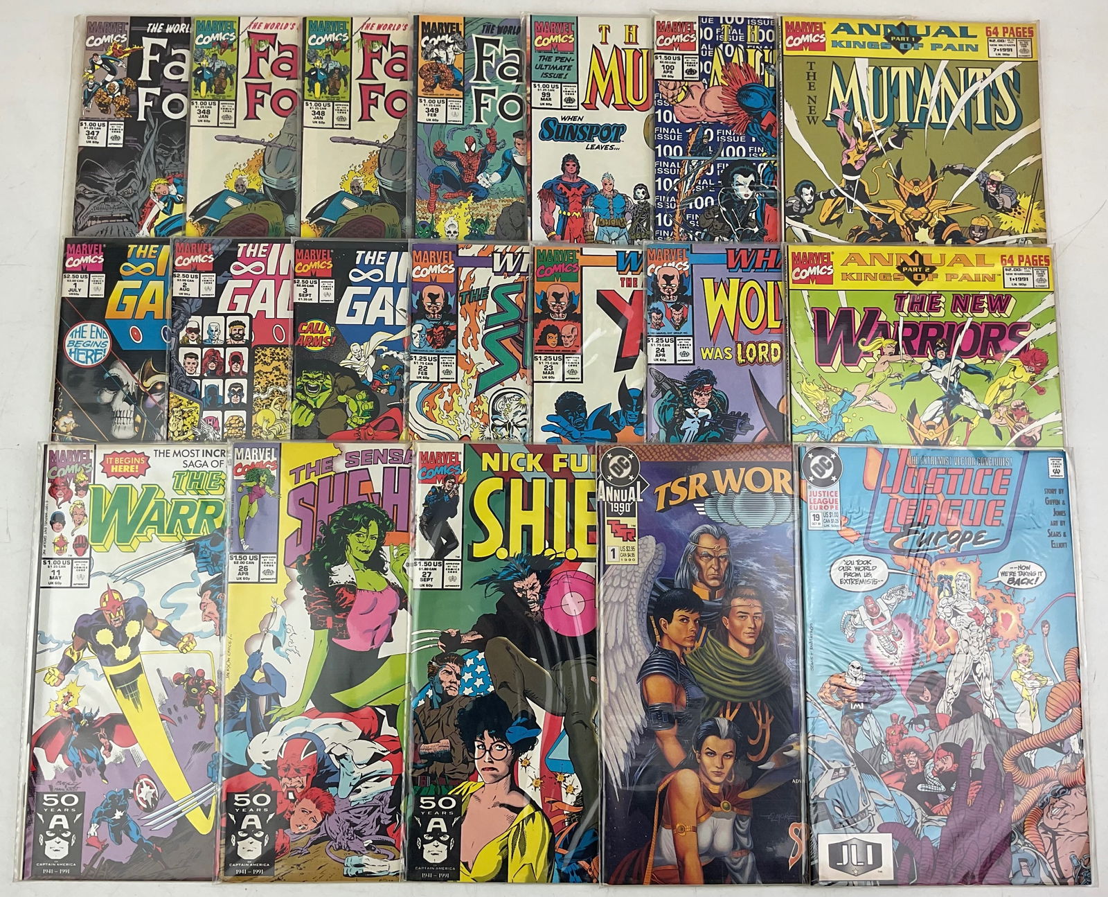 DC and Marvel Comics: (19) assorted DC and Marvel Comics including, X-Men, Mutants, Fantastic Four, Wolverine and more. Condition varies.