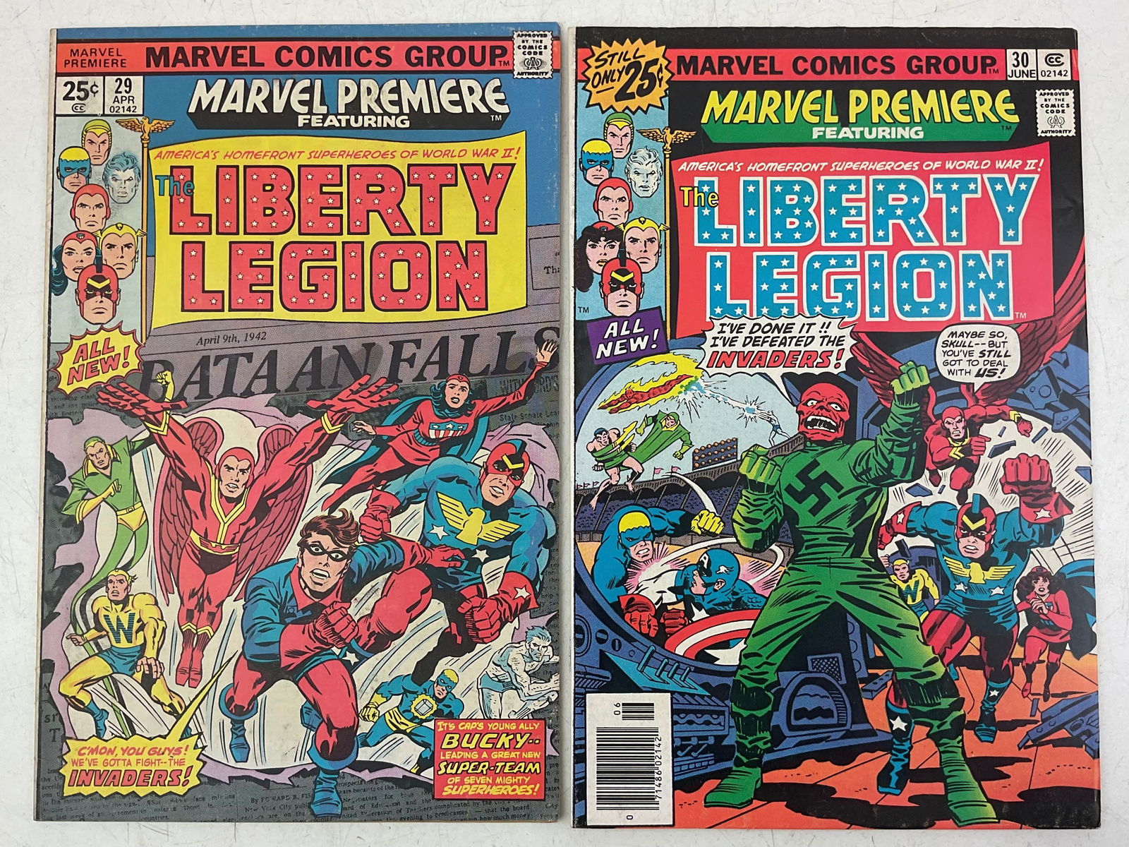 Liberty Legion Comics: Marvel Comics Liberty Legion #29 and #30. Condition varies.