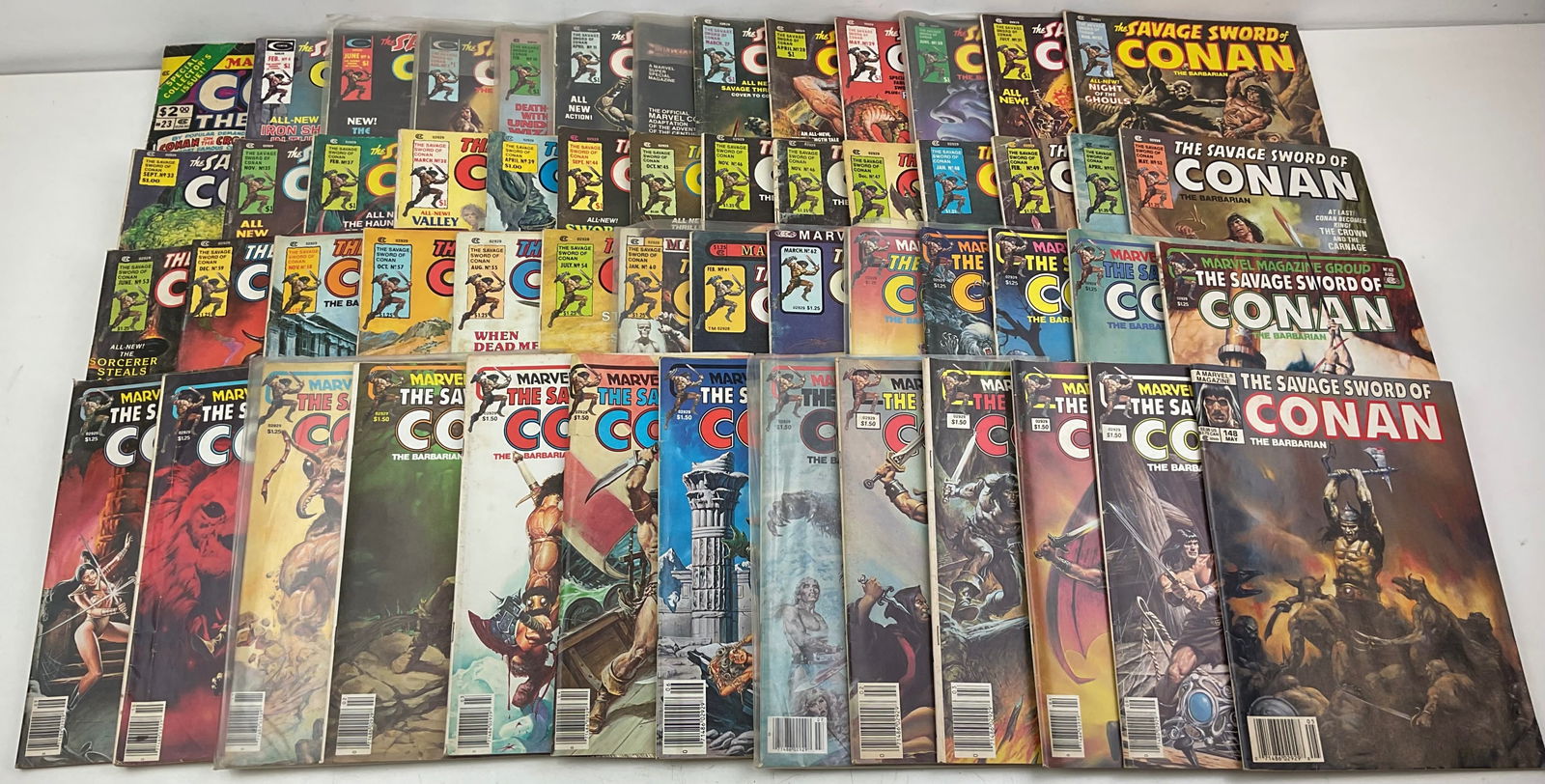 Assorted Conan Comics: (53) assorted Conan comics with #s ranging from #4-#148. Marvel Treasury Edition of Conan the Barbarian. Condition varies.