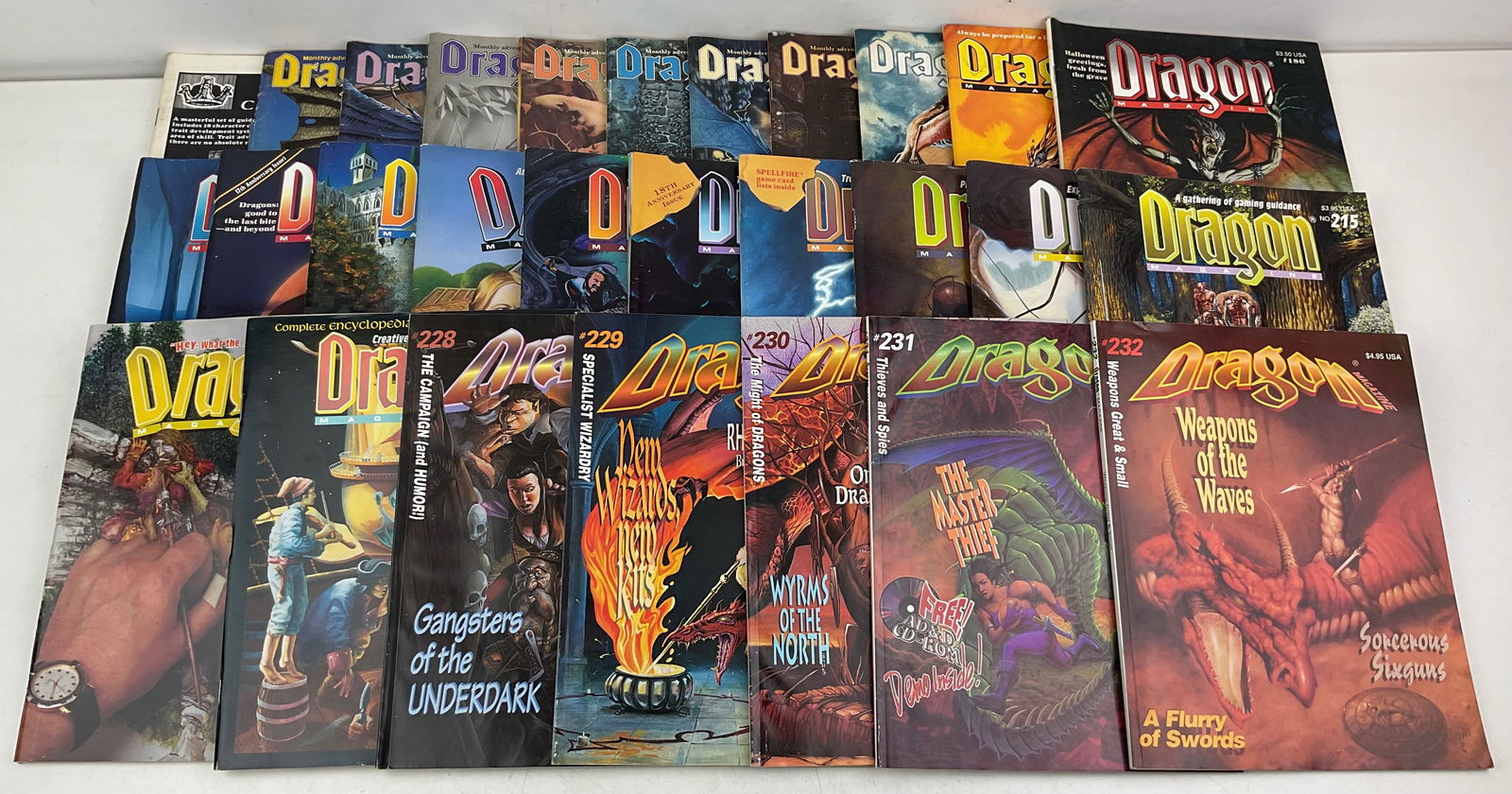 Dragon Magazines: (28) assorted Dragon magazines. Condition varies.