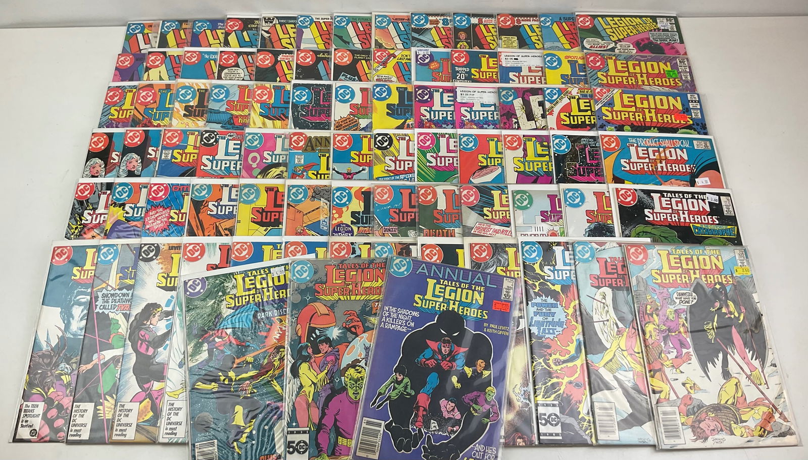 Legion of Superheroes Comics: Assortment of DC Legion of Superheroes including #259-313, #315-318, #321-324, #326-331, #334, #336-338, #344, #345, #347, and Annual #4. (2) copies of #284, #292, #296, and #326. Condition varies.