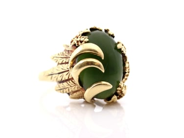 14k YG Jade Ring