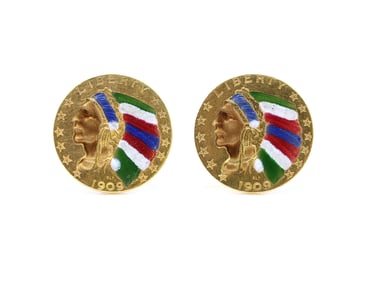 1909 $5 Gold Coin Cufflinks