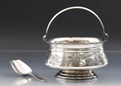 Imperial Russian Silver Sugar Basket and Scoop