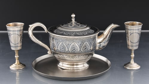 Soviet Russian Silver Tea Wares