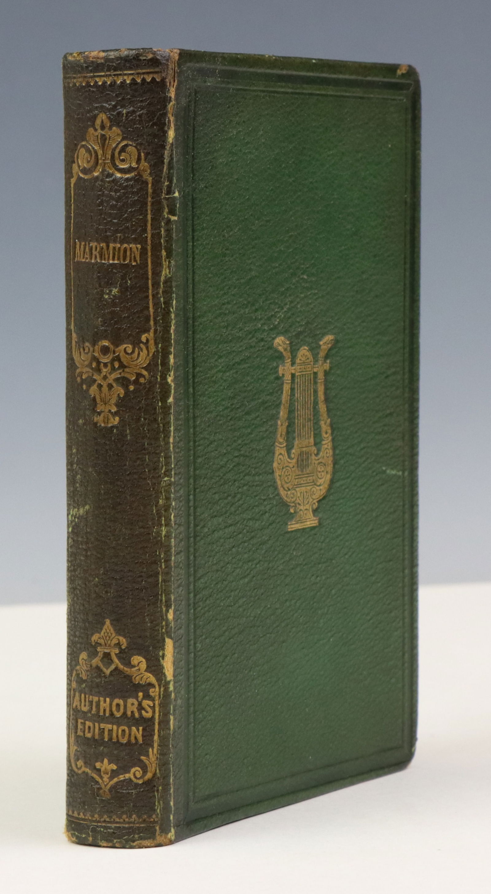 Nineteenth Century Book With Fore-Edge Painting: Book titled "Marmion: A Tale of Flodden Field" by Sir Walter Scott, published by Aams & Charles Black, Edinburgh, 1870. Book is tricesimo-secondo in size and presents full leather binding with gilt de