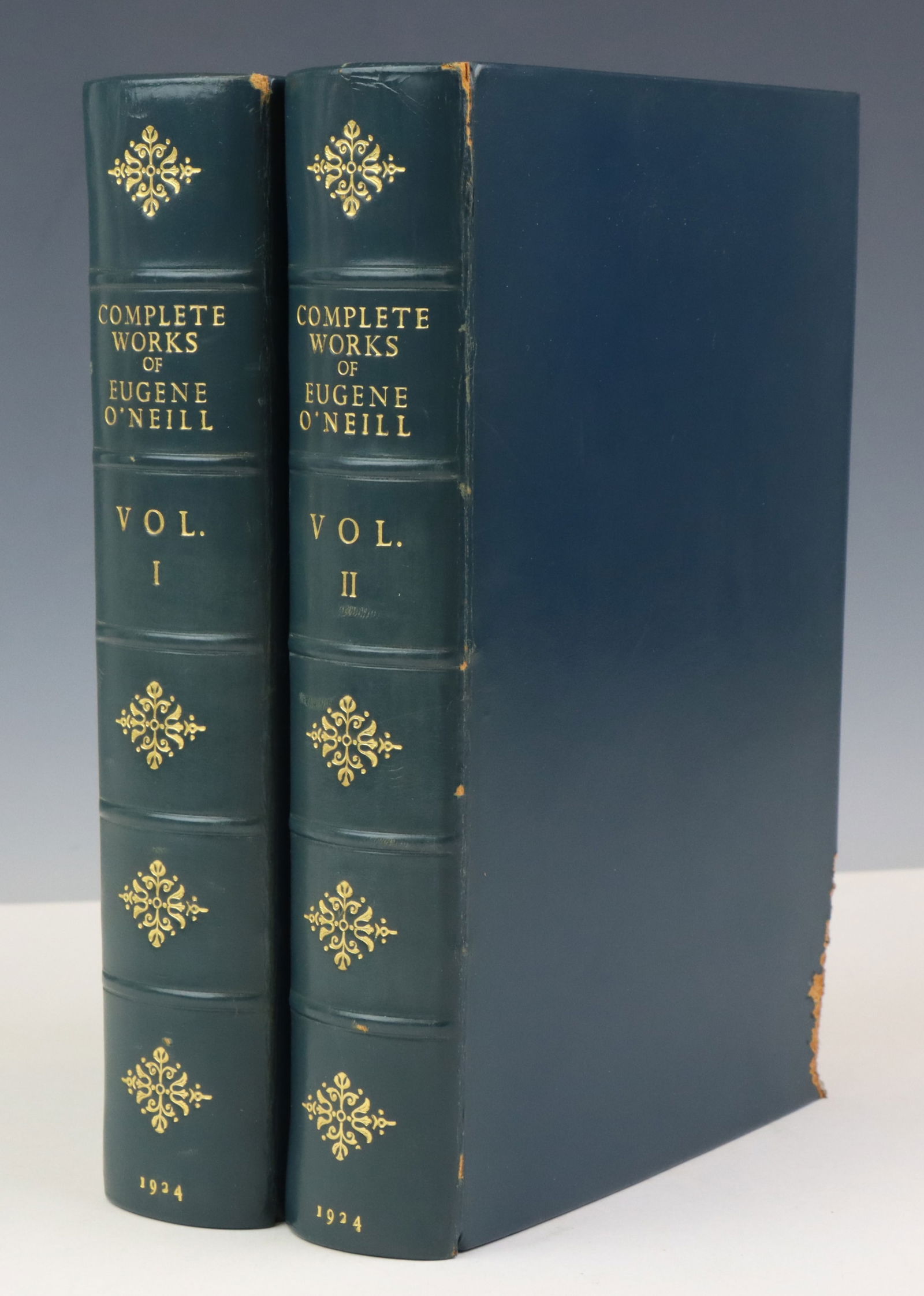 Eugene O'Neill Autographed Book Set: Two volume set of books titled "Complete Works of Eugene O'Neill" by Eugene O'Neill, published by Boni and Liveright, New York, 1924. These octavo books are the Author's Autograph Edition with these v