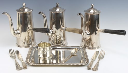 US WWII Navy Wardroom Silverplate Serving Items