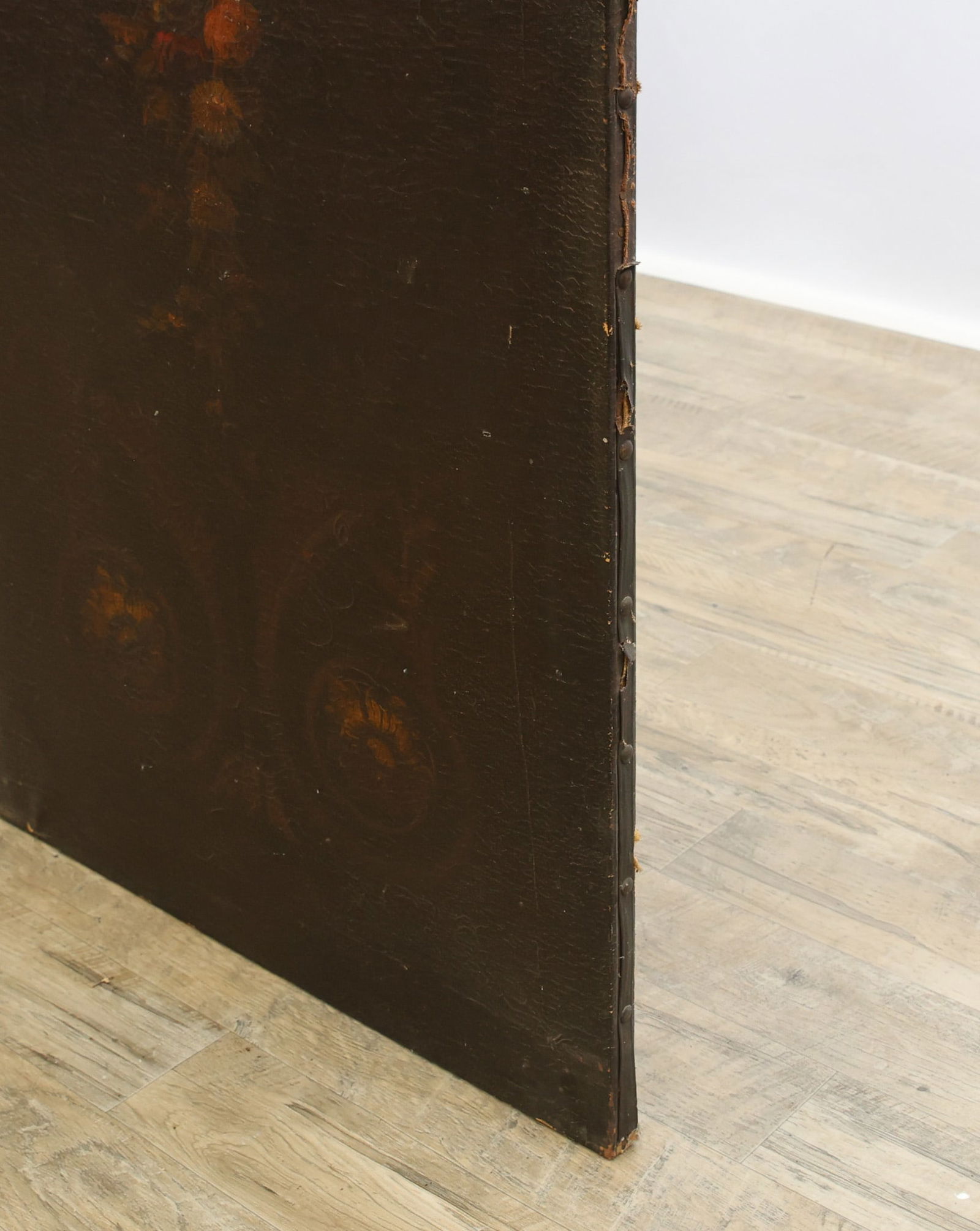 European Leather Three-Panel Botanical Screen - 11