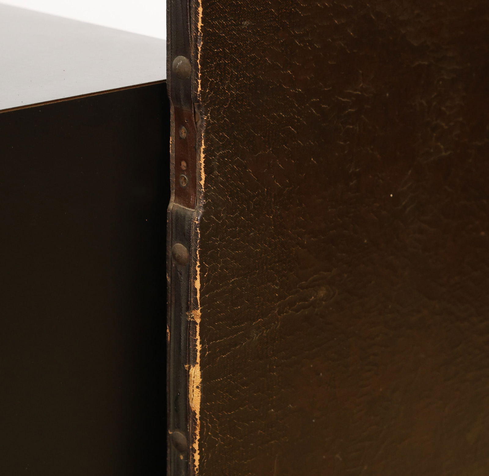 European Leather Three-Panel Botanical Screen - 14