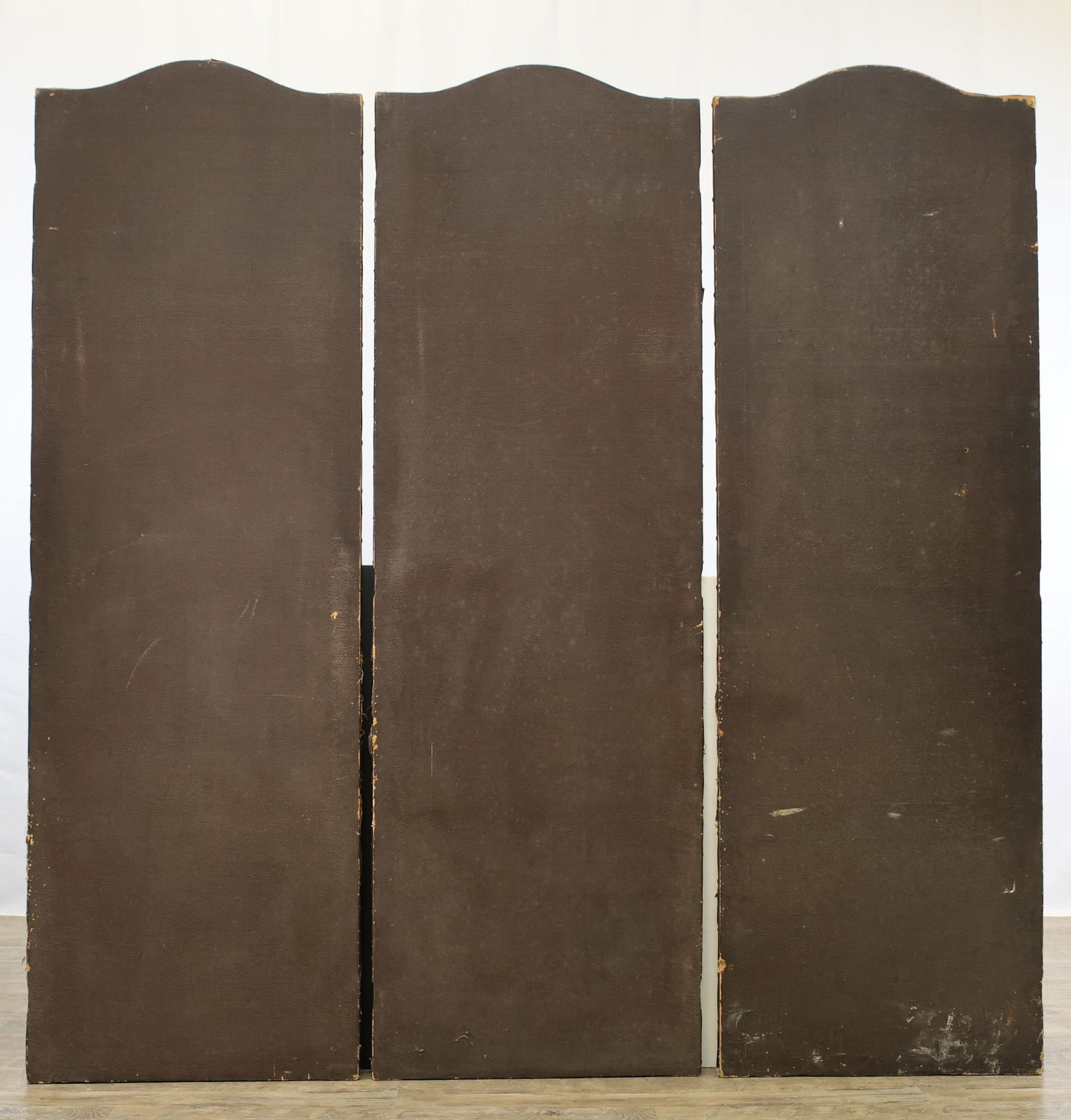 European Leather Three-Panel Botanical Screen - 16