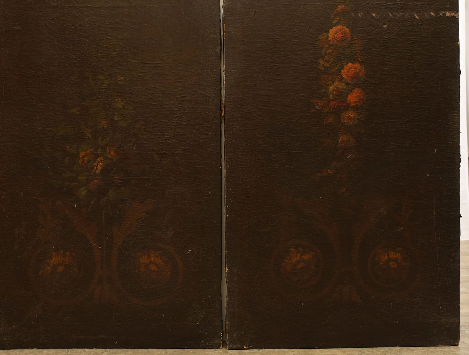 European Leather Three-Panel Botanical Screen - 6